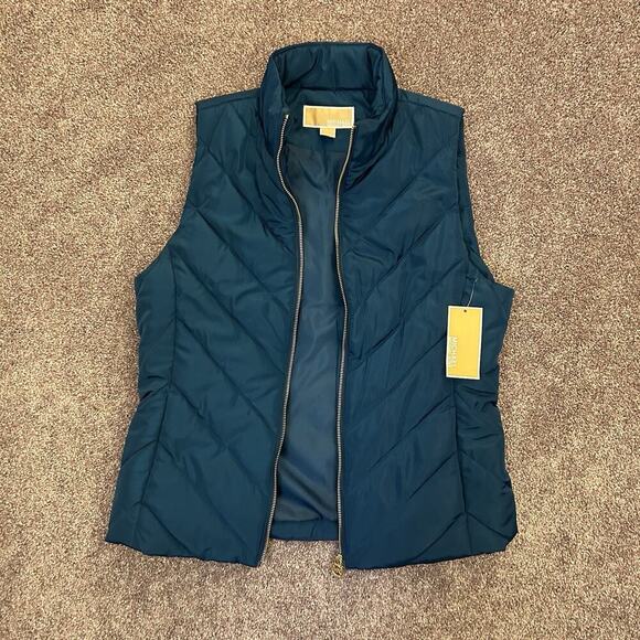 Michael Kors Women's Quilted Vest Full Zip Luxe Teal Size S - Small - NWT $125 - Picture 6 of 15